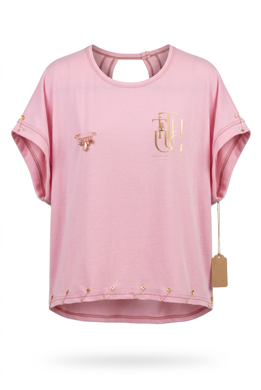 KimiCoco Designs TTHUG pink crossback top, front