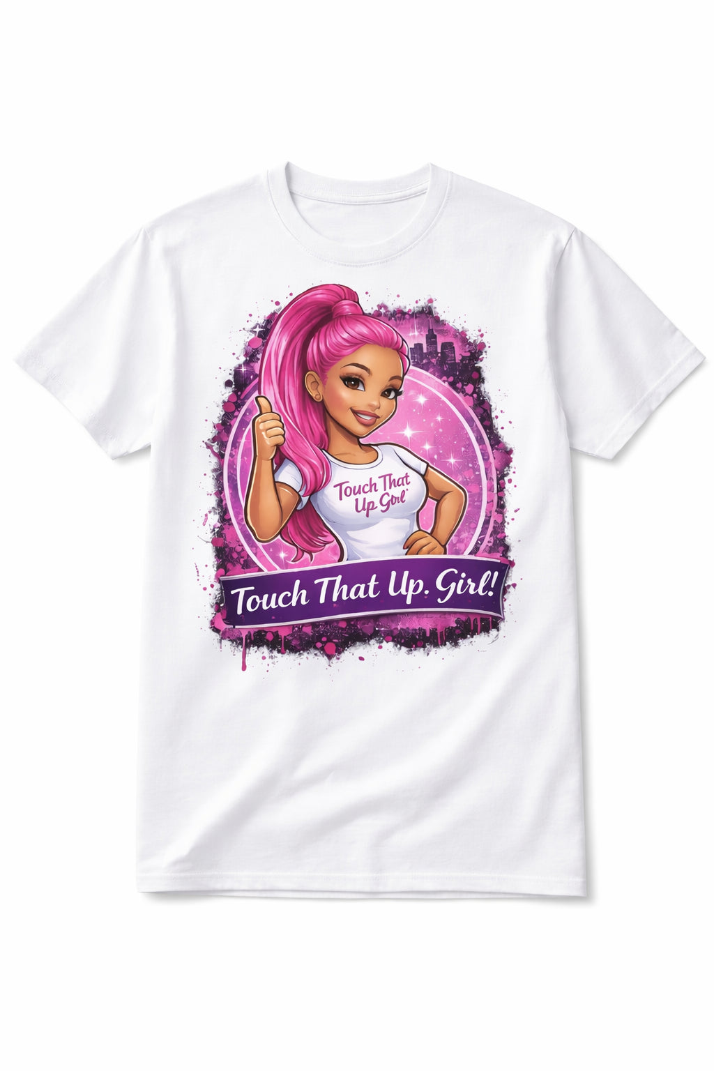 Barbee Pink Graphic Tee in white by KimiCoco Designs