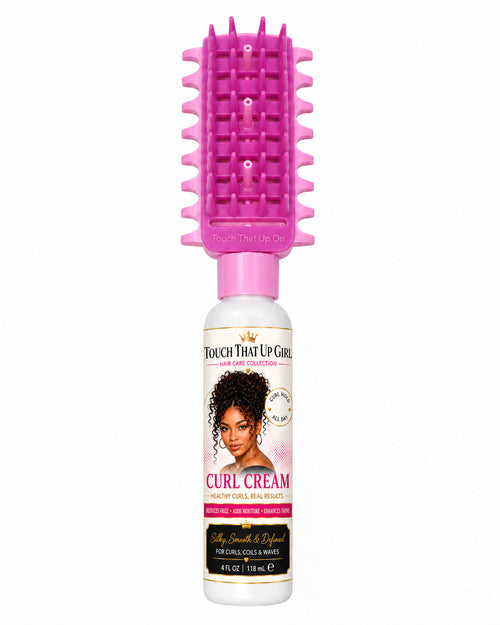 Touch That Up Girl cream applicator bottle with built-in applicator for hair creams
